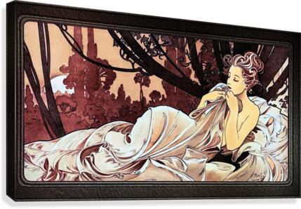 Dusk by Czech Painter Alphonse Mucha by xzendor7 Wall Art