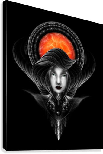 Trilia Red Nebula Fractal Portrait BLKGS Orange Sun Canvas Print