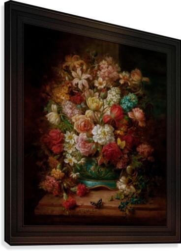 Bouquet Of Flowers With Butterflies by Hans Zatzka Canvas Print