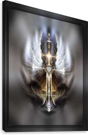 Heavenly Angel Wing Cross Vintage Satin Fractal Art by xzendor7