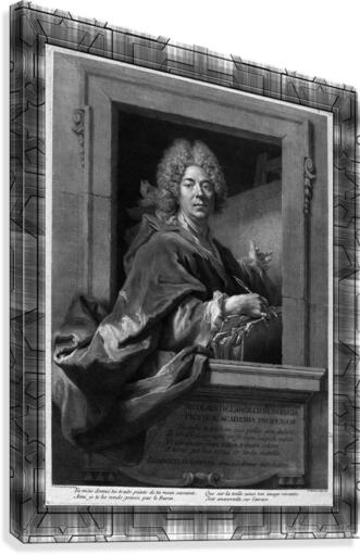 Nicolas de Largilliere by French Engraver Francois Chereau Classical Art Old Masters Reproduction Canvas Print