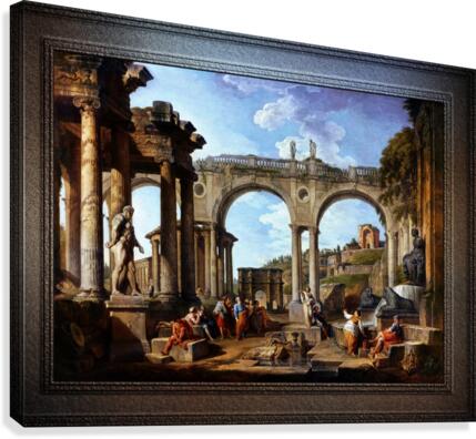 A Capriccio Of Roman Ruins and the Arch of Constantine by Giovanni Paolo Pannini Old Masters Classical Art Reproduction Canvas Print