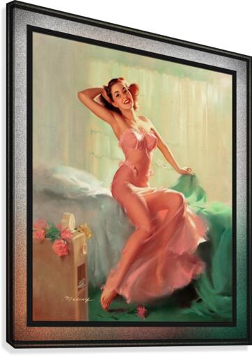 Pretty In Pink Pin-up Girl by Bill Medcalf Pin-Up Girl Vintage Artwork Canvas Print