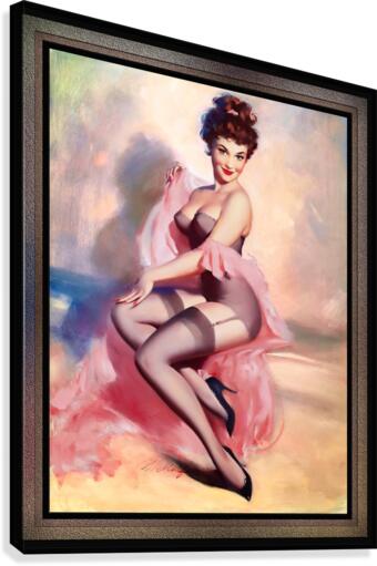 Lingerie Pin-up Girl by Bill Medcalf Pin-Up Girl Vintage Artwork  Canvas Print
