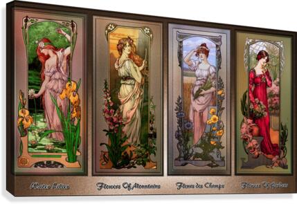 Art Nouveau Flower Series by Elisabeth Sonrel Vintage Artwork Canvas Print