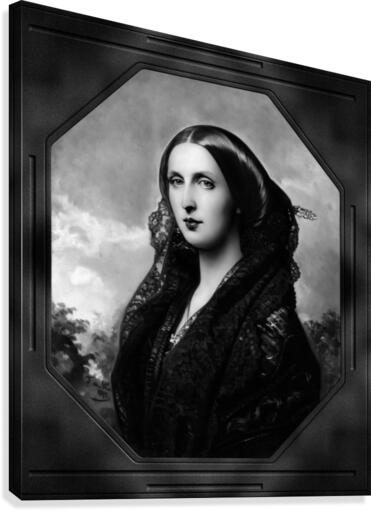 Portrait of Princess Maria Ilyinichna Golitsyna by Federico de Madraso y Kunz Black and White Xzendor7 Old Masters Art Reproductions Canvas Print