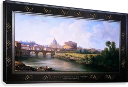 Gezicht op de Engelenburcht te Rome by Pierre-Antoine Demachy Classical Fine Art Xzendor7 Old Masters Reproductions Canvas Print