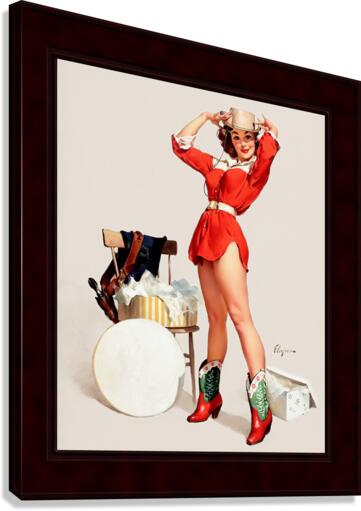 Playful Cowgirl by Gil Elvgren Vintage Xzendor7 Old Masters Reproductions Canvas Print