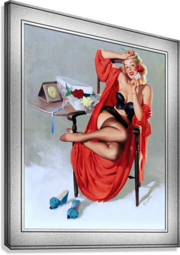 A Bouquet Of Roses by Gil Elvgren Vintage Remastered Xzendor7 Old Masters Art Reproductions Canvas Print