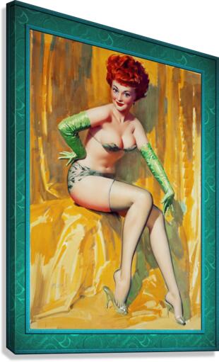 Redhead In A Green Bikini by Bill Medcalf Remastered Vintage Retro Xzendor7 Art Reproductions Impression sur toile