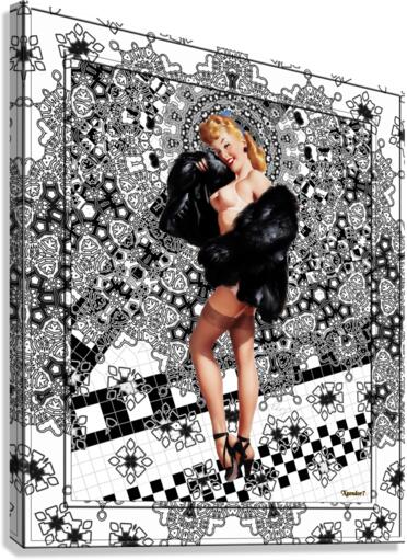 Black Mink by Gil Elvgren Remastered Retro Art Xzendor7 Reproductions Canvas Print