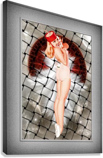Bell Hop Pinup Girl Calendar Illustration by George Petty Remastered Vintage Retro Xzendor7 Art Reproductions Canvas Print