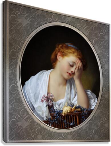 A Girl With A Dead Canary by Jean-Baptiste Greuze Remastered Xzendor7 Classical Art Old Masters Reproductions Canvas Print