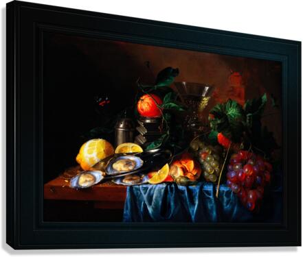 Still Life with Oysters and Grapes by Jan Davidsz de Heem Remastered Xzendor7 Classical Fine Art Old Masters Reproductions Canvas Print