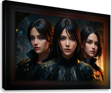 Sisters Of The Amari Mystical Fantasy AI Concept Art Portrait by Xzendor7 Canvas Print