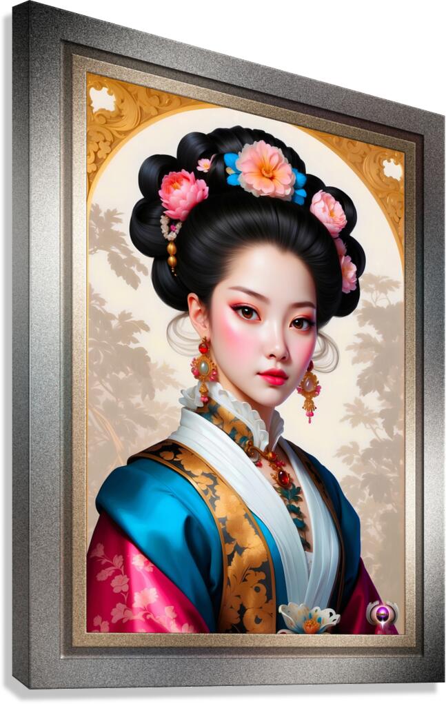 Portrait Of An Elegant Japanese Young Lady Gorgeous AI Concept Art by Xzendor7 Canvas Print