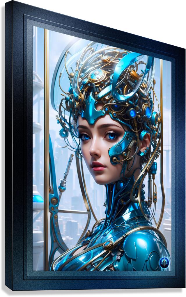 Stunning Cyborg Sci-Fi Portrait Of A Lady AI Concept Art by Xzendor7 Canvas Print