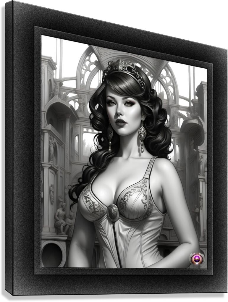Carina Retro Age Pin Up Girl Stunning Portrait Illustraion AI Concept Art by Xzendor7  Canvas Print