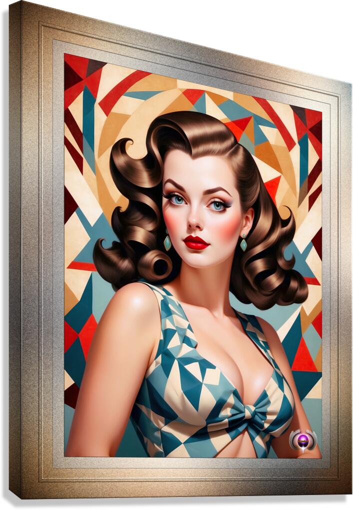 Geometric Pin Up Girl Fashion Captivating Portrait AI