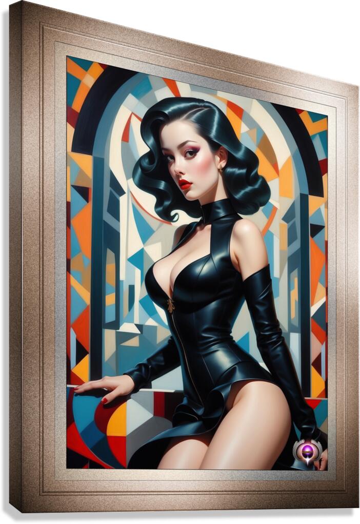 Master Of The Angles Pin Up Girl Captivating Portrait AI Concept