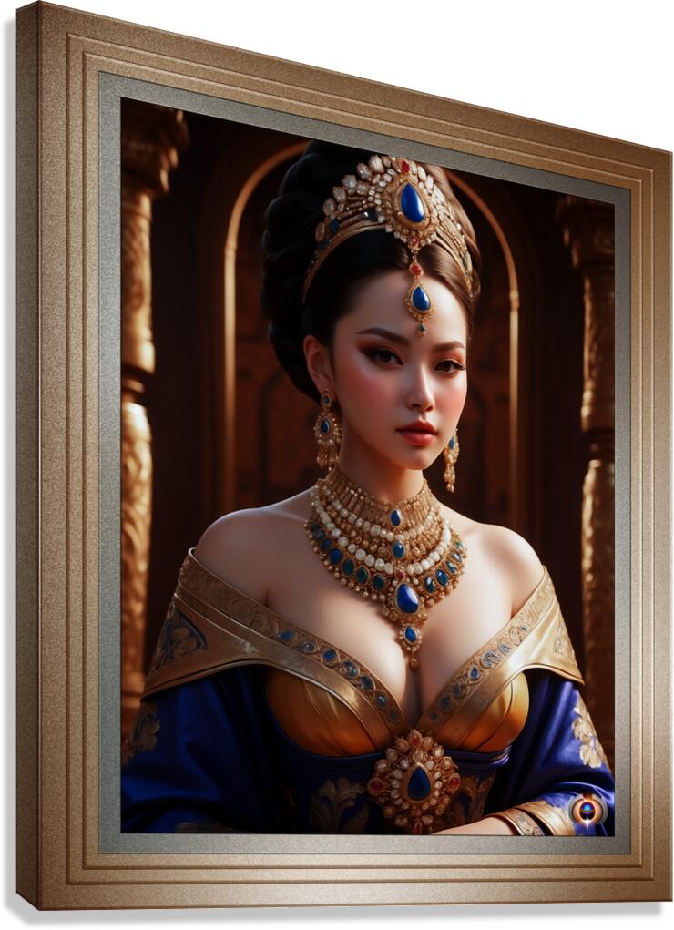 The Elegant Concubine Of Thelous Gorgeous AI Concept Art Portrait by Xzendor7 Canvas Print