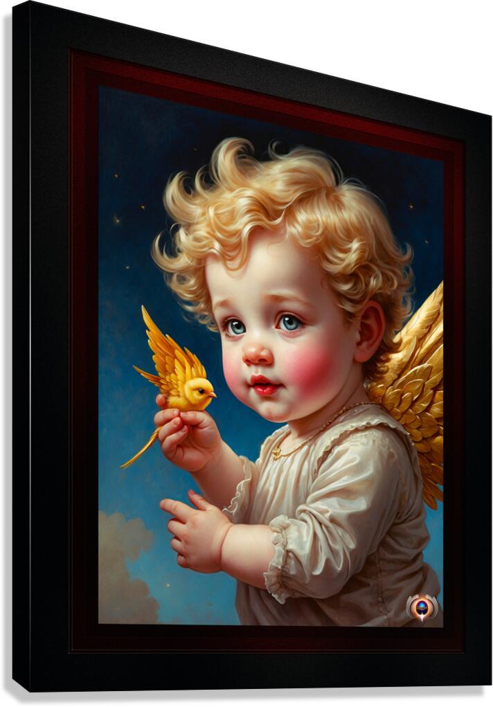 See Its A Golden Bird Adorable AI Concept Art Portrait by Xzendor7 Canvas Print