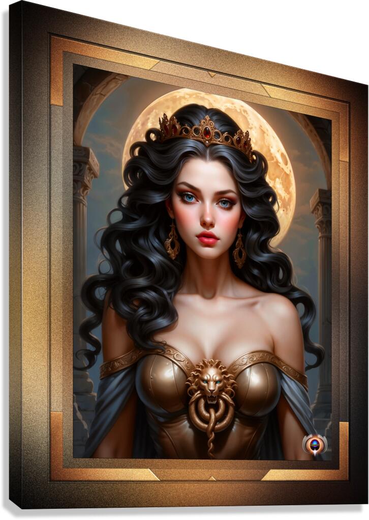 Captured By The Full Moon Captivating AI Concept Art Portrait by Xzendor7 Canvas Print