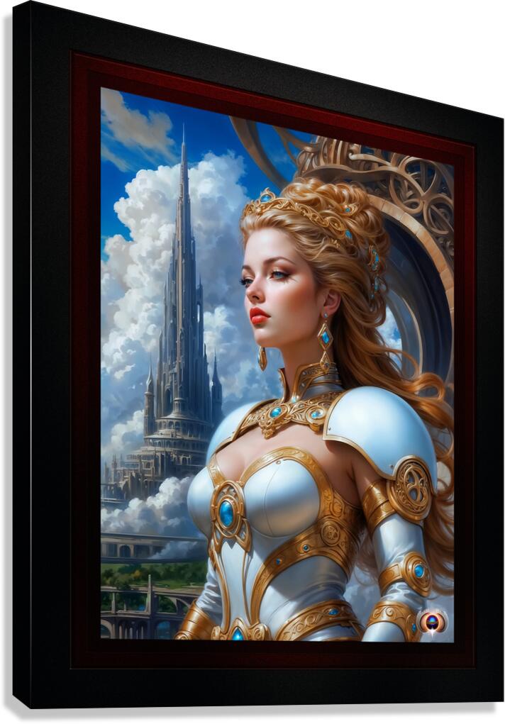 Olynpia Amongst The Grandeur Of Olympus Captivating AI Concept Art Portrait by Xzendor7 Canvas Print