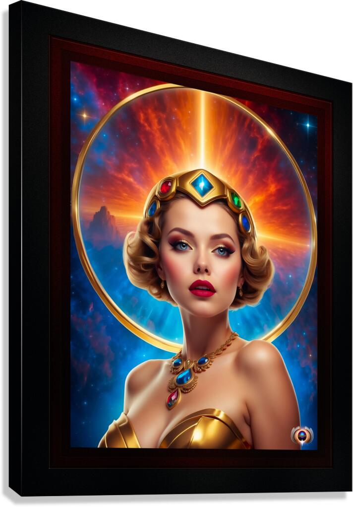 Her Cosmic Halo Pin Up Girl Poster Art Captivating AI Concept Art Portrait by Xzendor7 Canvas Print
