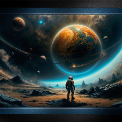 Lone Astronaut Gazing Upon A Surreal Warping Of Space Time Fascinating AI Concept Art by Xzendor7
