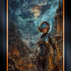 Vextsai Aetheris: Cyberpunk Warrior in Neo-Scipios Ruins Fascinating AI Concept Art by Xzendor7