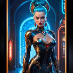 Neo-Baroque Portrait Of The Techkno Beauty Sessia Vescalla Gorgeous AI Concept Art by Xzendor7