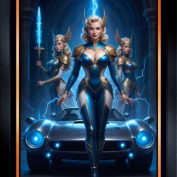 Mythical Fusion The Blue Lightning Tri-Star Speedster X117 Mesmerizing AI Concept Art by Xzendor7