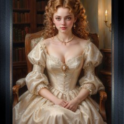 Portrait Of Elenora Davenham In A Candlelit Library Captivating AI Concept Art by Xzendor7