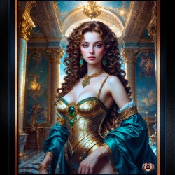 A Majestic Celestial Portriat Of Lady Ryllana Theronis Mesmerzing AI Concept Art by Xzendor7