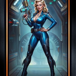 The Blue Sentinel Eqyra Dovani Wielding The Vyrax-7 Mesmerizing AI Concept Art by Xzendor7