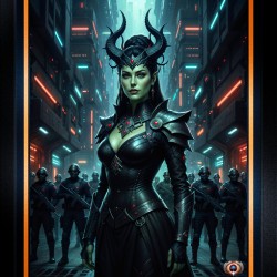 Vaelthra Vornis Leads Her Iron Fangs Through Thorenbah Striking AI Concept Art by Xzendor7