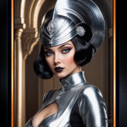 Retro-Futuristic Art Deco Portrait Of Lucciana Vellariana Gorgeous AI Concept Art by Xzendor7