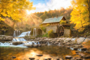 New England Fall at the Old Grinding Mill
