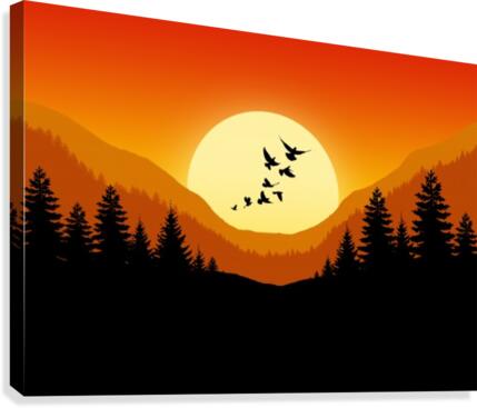 Flat Landscape Bird Fly Canvas Print