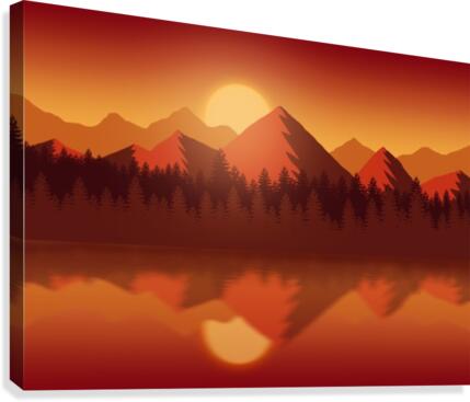 Flat Landscape Sunset Canvas Print