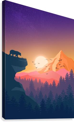 Flat Landscape Bear Canvas Print