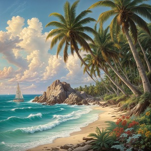 painting beach ocean bahamas