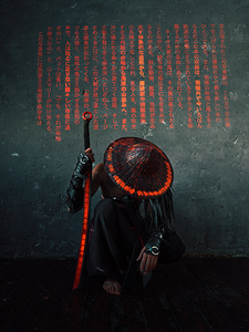 sword warrior red black