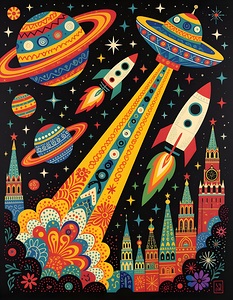 sci fi retro poster ufo alien