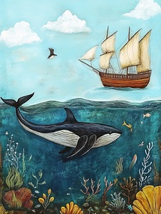 ship whale ocean sea nature