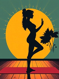 women yoga silhouette sunset