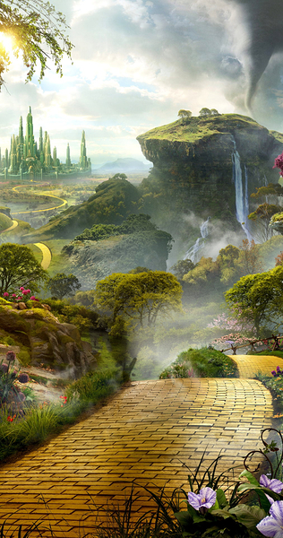 Nature drawing fantasy flower green waterfall Print