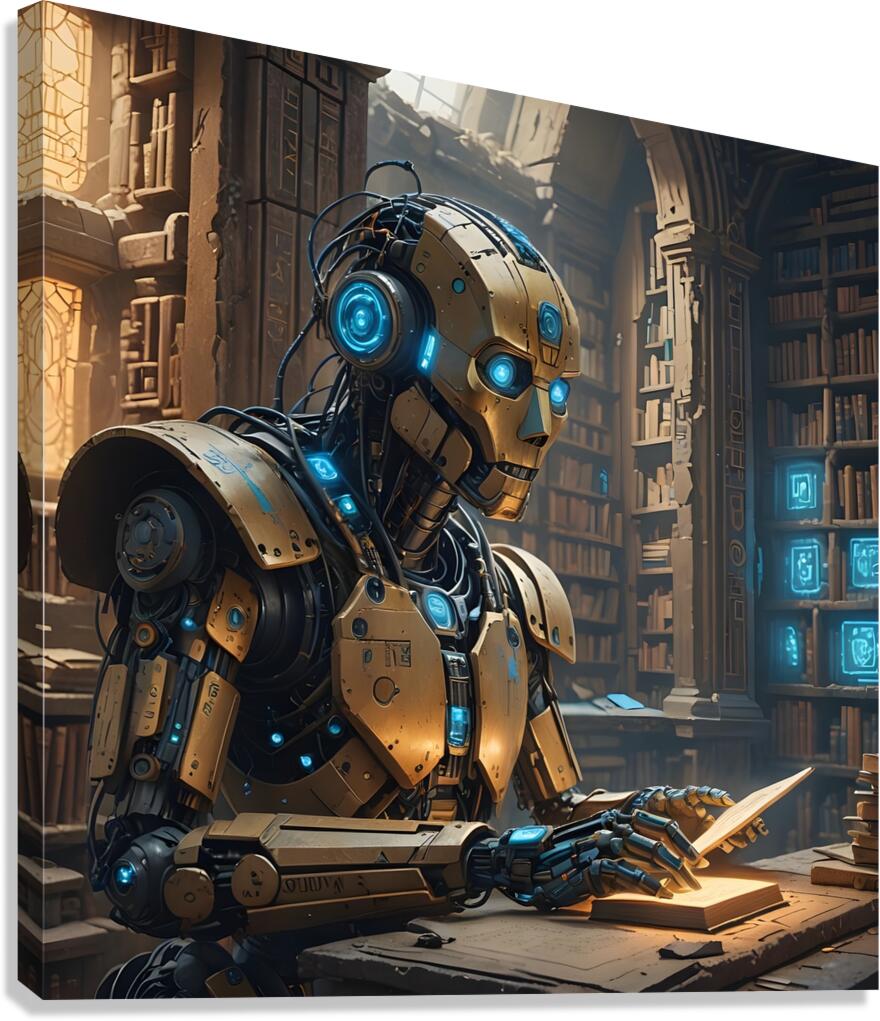 robot read book Canvas Print