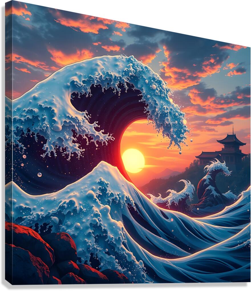 wave japanese japan Canvas Print